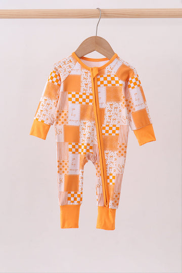 Floral checkered long sleeve bamboo romper