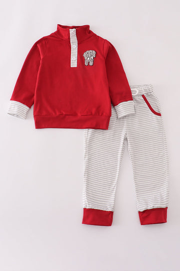Elephant Stripe french knot pants set