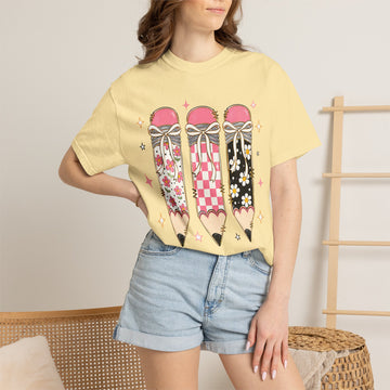 Cute Floral Pencil Comfort Color Graphic Tee