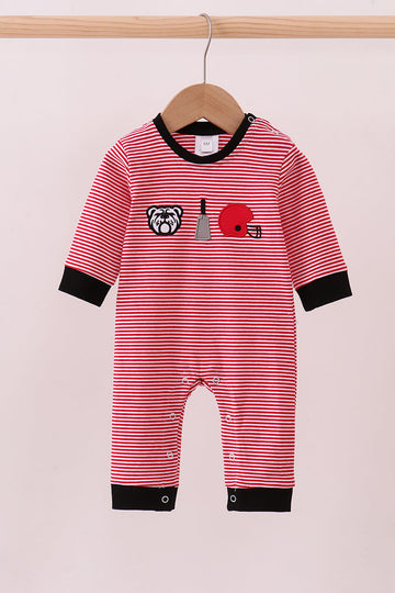 Premium Red stripe bulldog romper