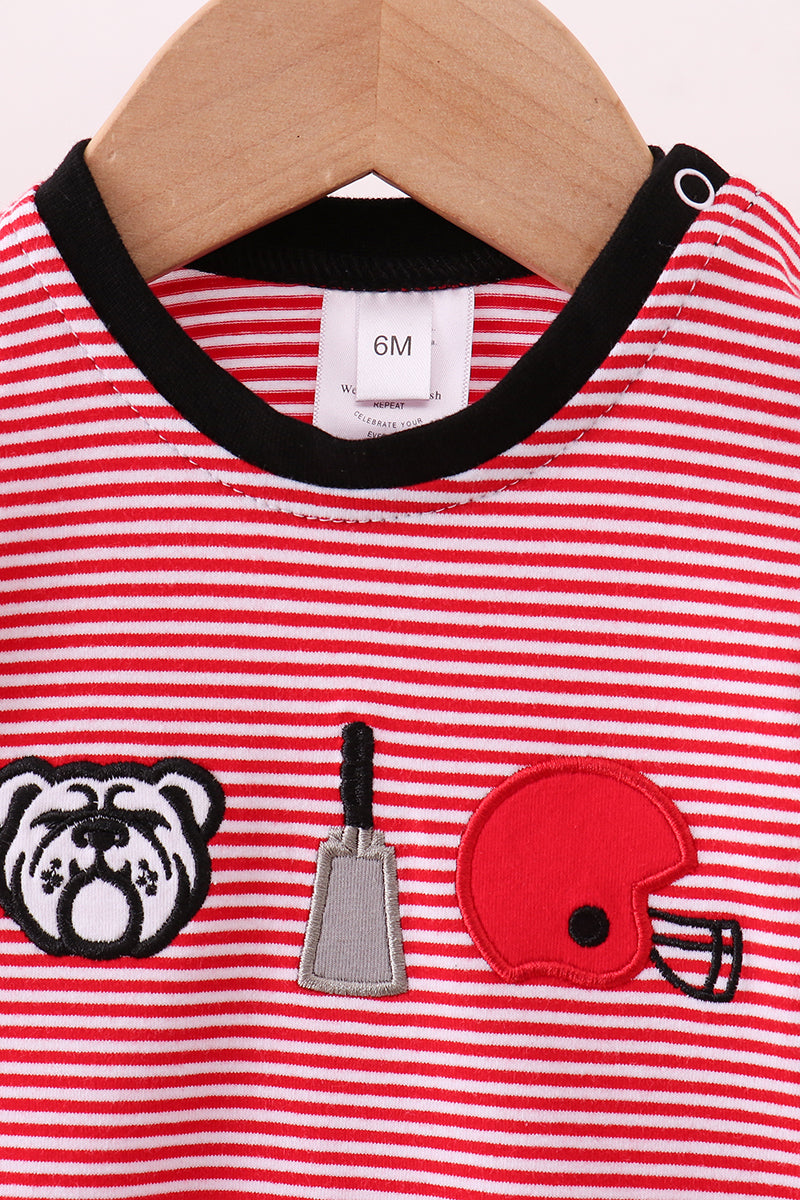 Premium Red stripe bulldog romper