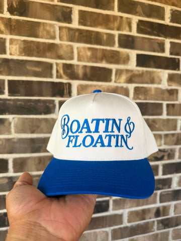 Blue  Boatin' & Floatin' Embroidered Snapback Hat | Lake Life Trucker Cap (Copy)