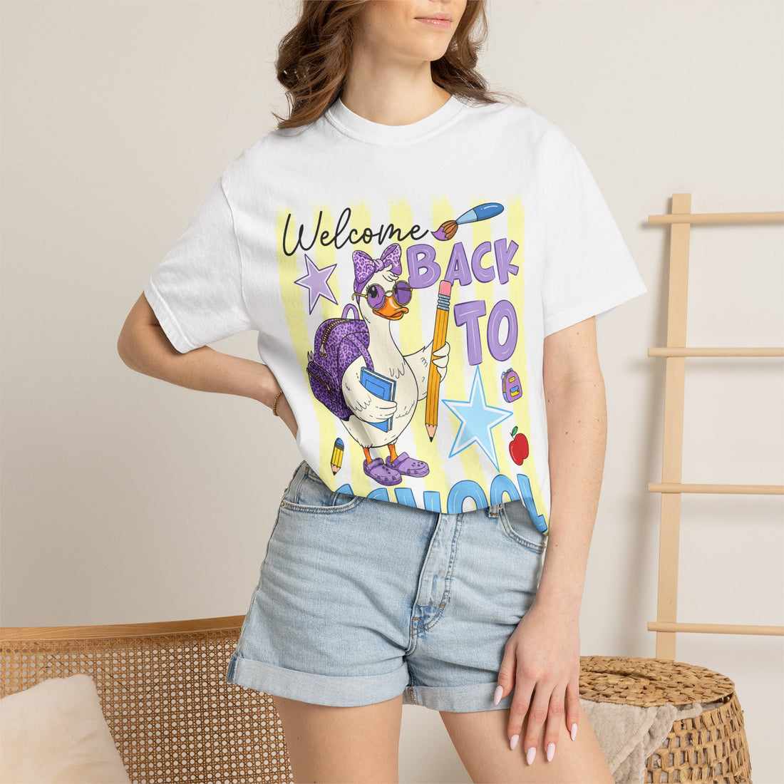 Back to School Duck Comfort Color Graphic Tee