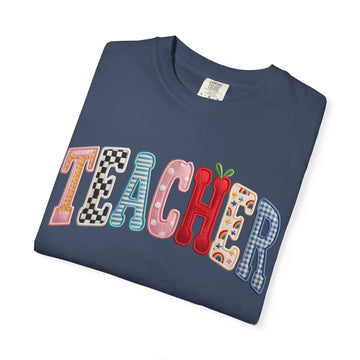 Teacher Patchwork Comfort Color Graphic Tee T-Shirt