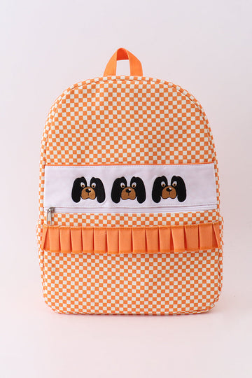 Orange embroidery checkered ruffle backpack