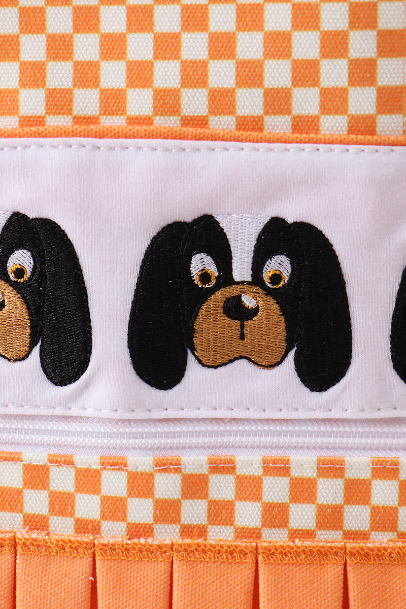 Orange embroidery checkered ruffle backpack