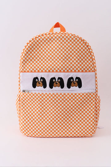 Orange embroidery checkered backpack