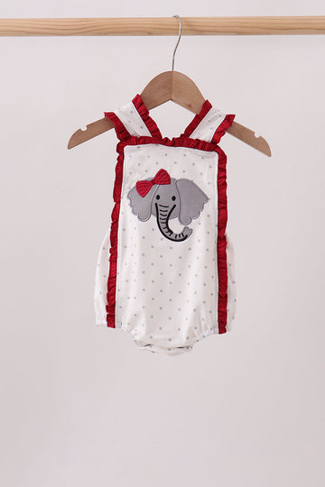 Maroon Elephant Applique Ruffle Bubble