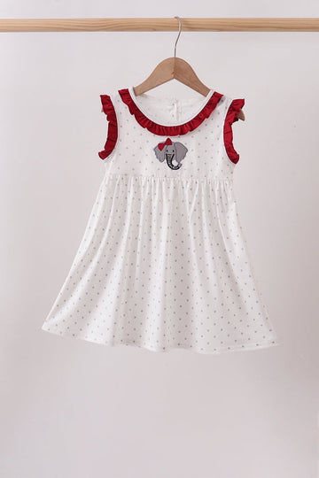 Maroon Elephant Applique Dress