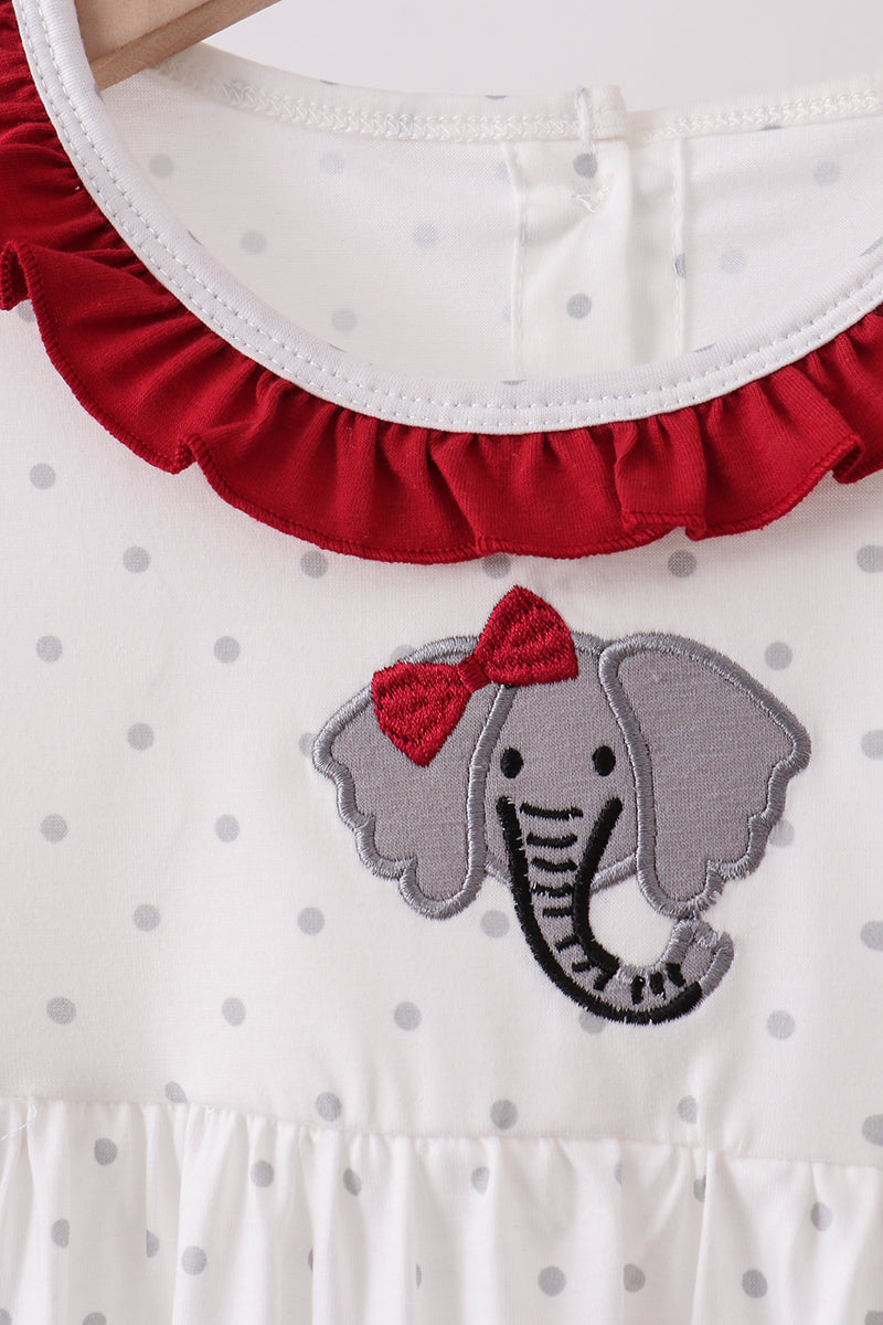 Maroon Elephant Applique Dress
