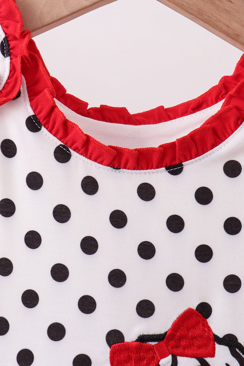 Red Bulldog Applique Ruffle Set
