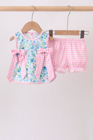 Blue Floral Bloomer Set